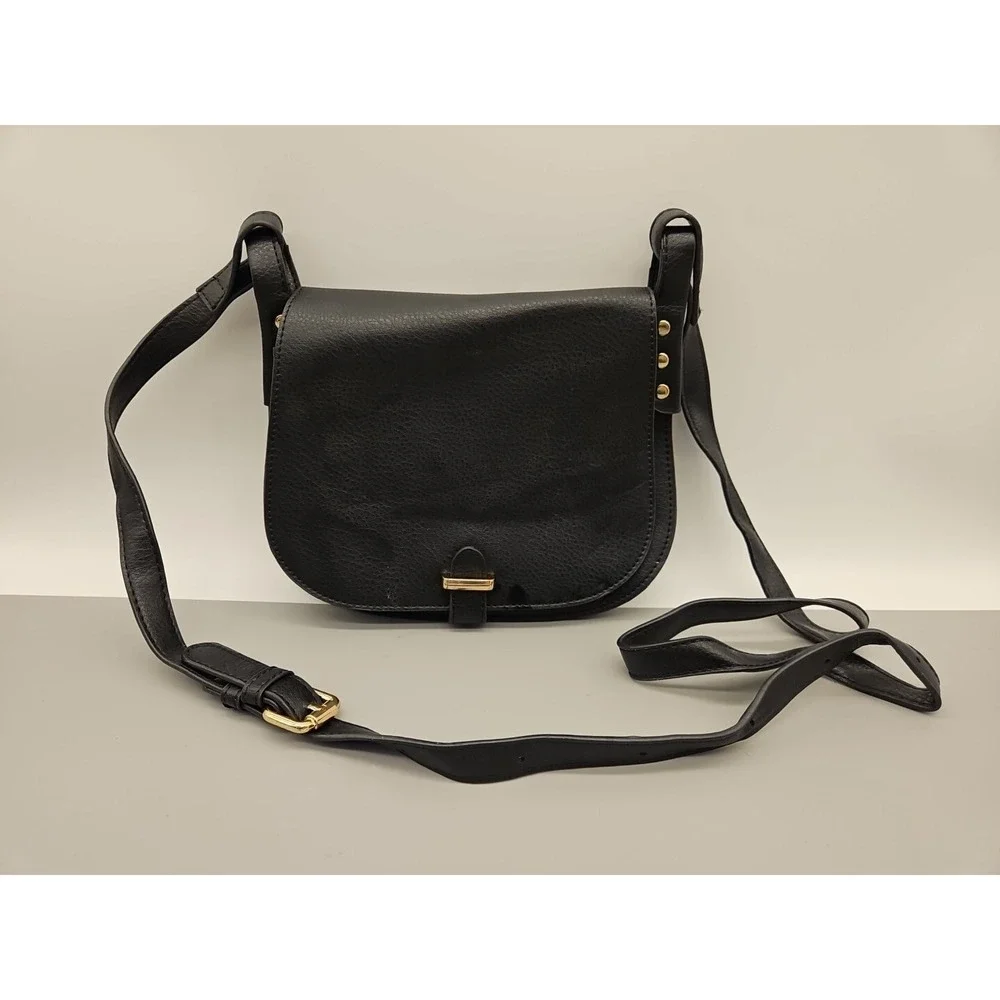 Nico & Olive‎ Black With Gold Accent Saddle Crossbody Bag